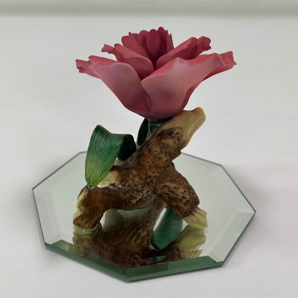 Reflections in Bloom Porcelain Rose Figurine on Mirrored Base 1999 Cosmos - Picture 5 of 7